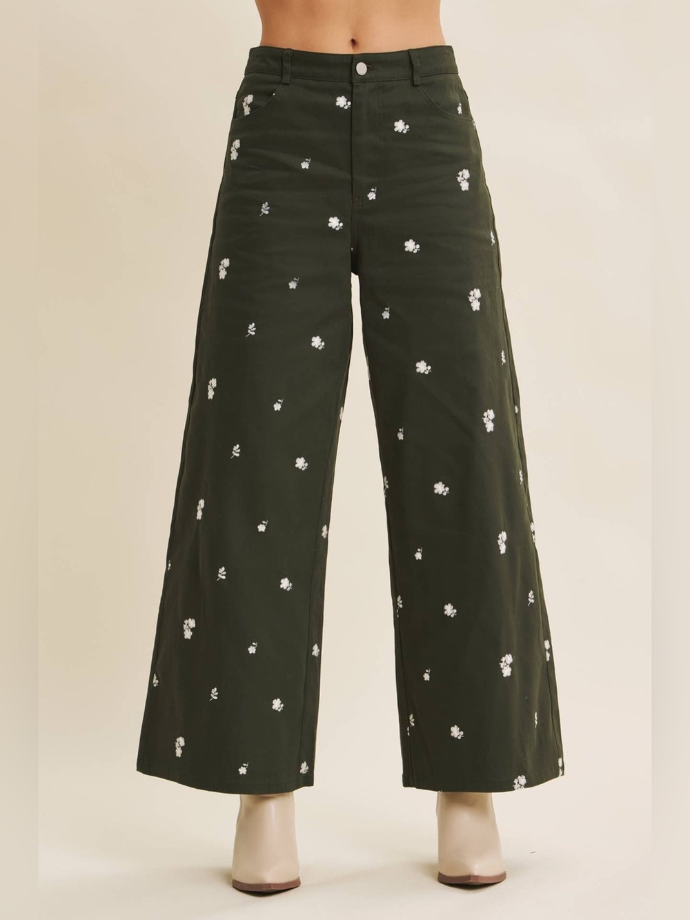 In February Wild Daisy Embroidered Wide Leg Pants